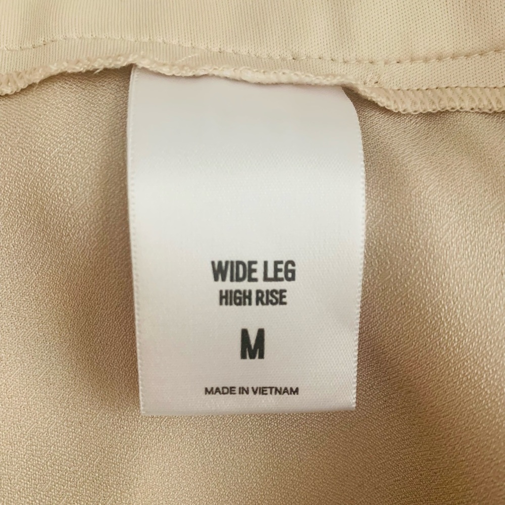 Express High Rise Wide-Leg Pants with Tie Waist Women Size M Beige Quiet Luxury - Picture 11 of 12